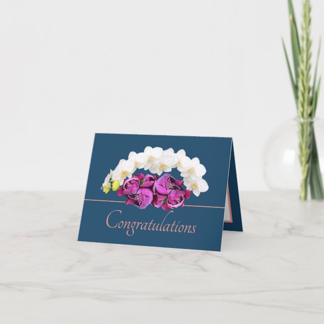 Carte Bouquet d'orchidées et de pivoines bleues Félicita (Devant)
