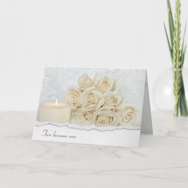 Carte Bouquet et bougie de la Rose mariage (Devant)