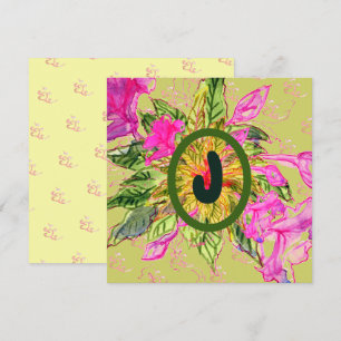 Carte Bouquet et lettre de fleurs de baume rose