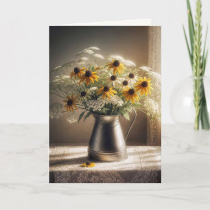 Carte Bouquet Fleur Sympathie Automne Sur Dentelle