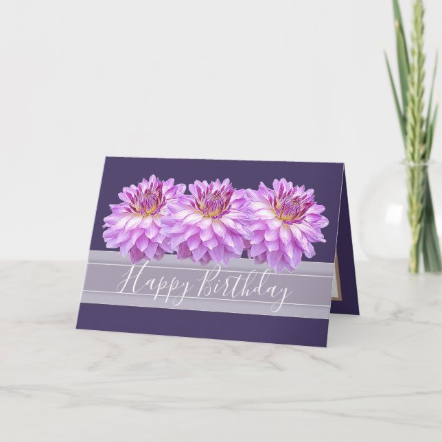 Carte Bouquet floral chic Fleurs dahlia violettes Annive (Devant)