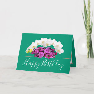 Carte Bouquet floral chic Orchidées&Fleurs de pivoines A