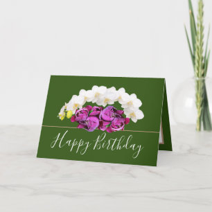 Carte Bouquet floral chic Orchidées&Fleurs de pivoines A