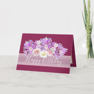 Carte Bouquet floral chic Rose & Fleurs crocus Anniversa