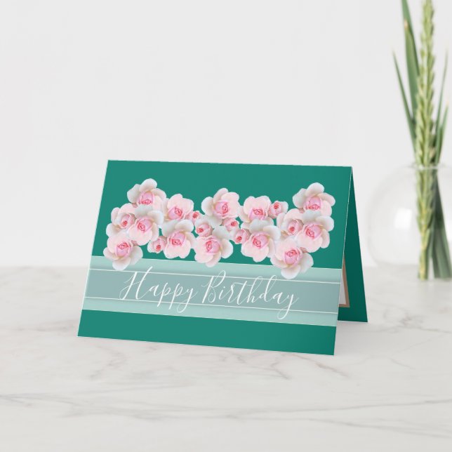 Carte Bouquet floral chic Rose Rose Bud Fleurs Anniversa (Devant)