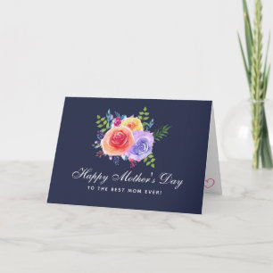 Carte Bouquet floral de roses à l'aquarelle pour la fête