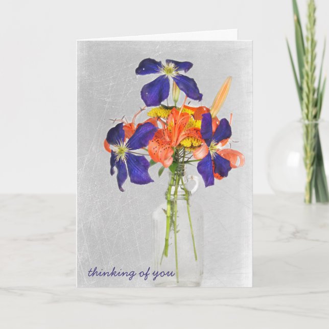 Carte bouquet floral en bouteille rétro (Devant)