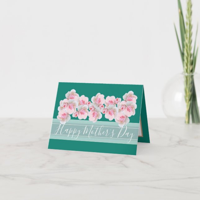 Carte Bouquet floral Fleurs de boutons de rose rose pour (Devant)