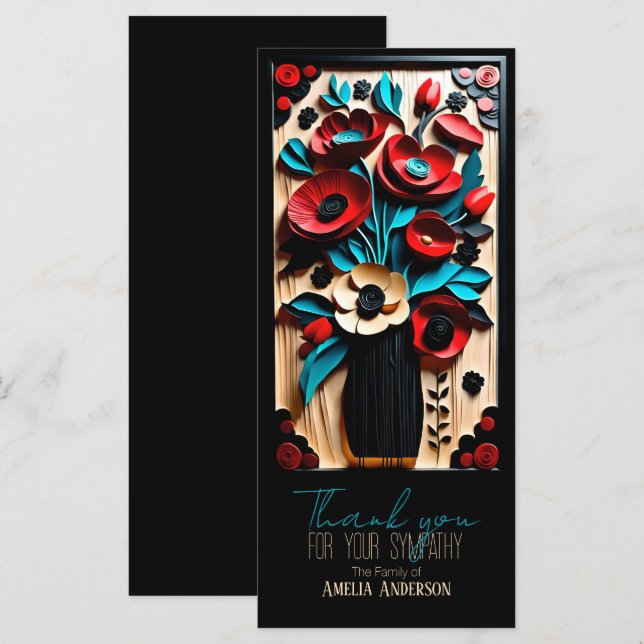 Carte Bouquet Floral Folal Style Art Sympathie Merci C (Devant / Derrière)
