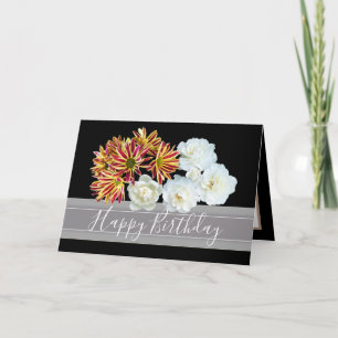 Carte Bouquet floral Rose Daisy Peony Fleurs Anniversair