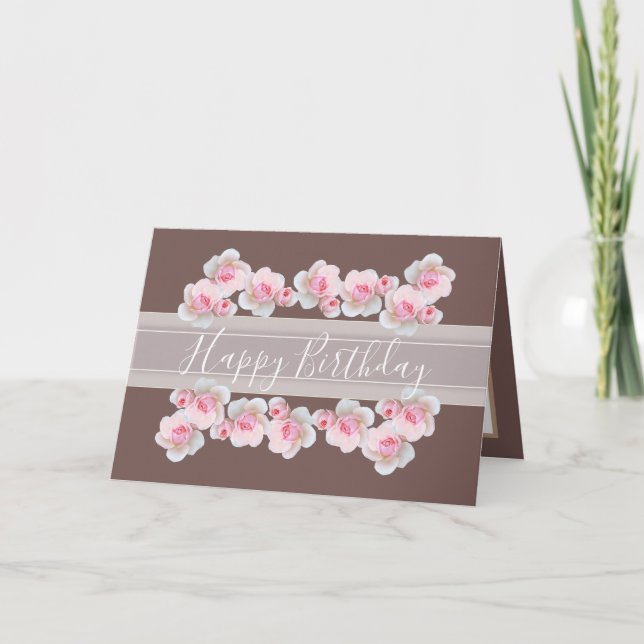 Carte Bouquet floral Rose Fleur Chic Girl Anniversaire (Devant)