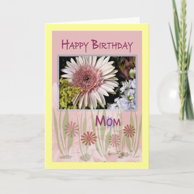 Carte Bouquet floral rose, maman, Anniversaire (Devant)