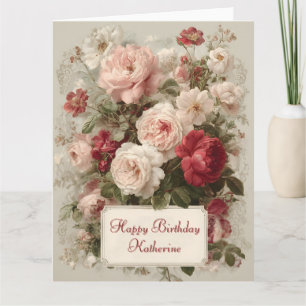 Carte Bouquet floral vintage avec texte personnalisé