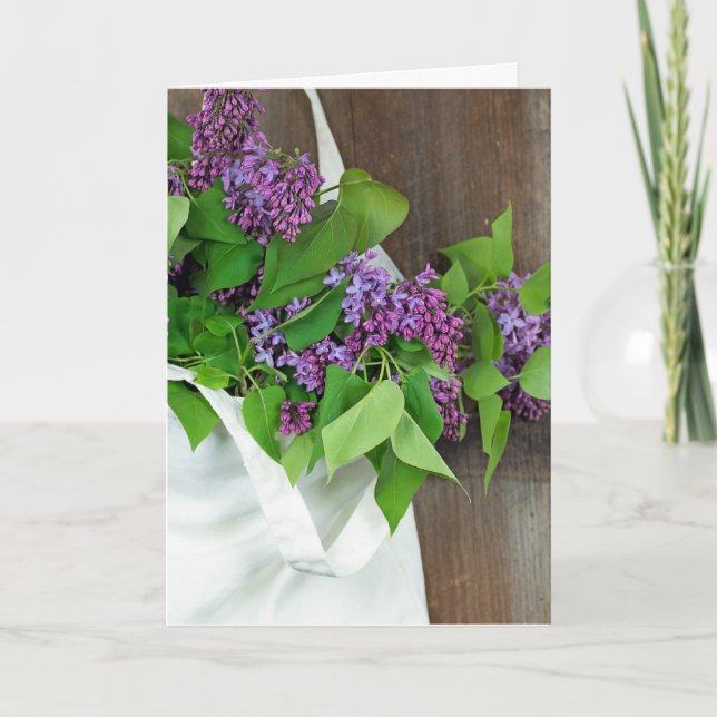 Carte bouquet lilas en sac (Devant)