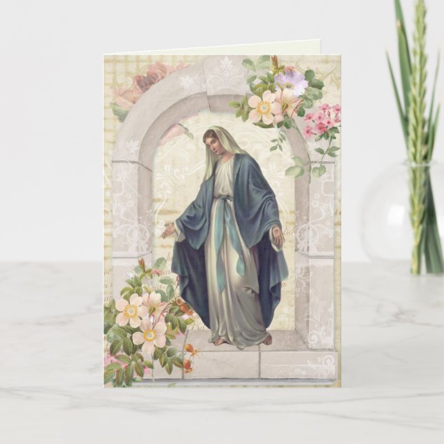 Carte Bouquet spirituel de la Vierge Marie religieuse Pr (Devant)