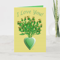 Bouquet Tracteur avec Vase Cœur Vert