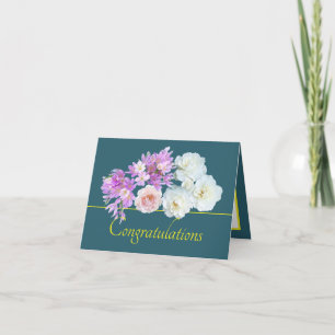 Carte Bouquet vert jaune Rose Crocus félicitations