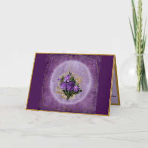 Carte Bouquet Violet Élégant Bordure Dorée