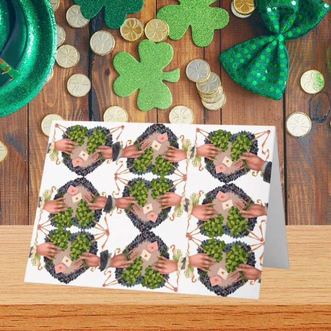 Carte Bouquets de coeur et de trèfle de la Saint-Patrick (St. Patrick's Day Flower Heart and Clover Bouquets Card)
