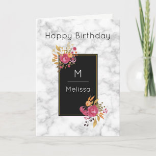 Carte Bouquets de coin rose floral sur cadre noir