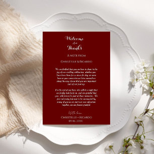 Carte Bourgogne Bienvenue et Mariage Merci note