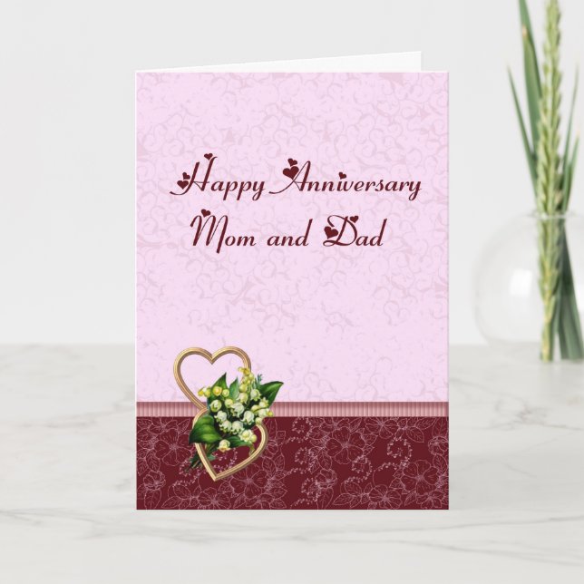 Carte Bourgogne et maman et papa roses d'anniversaire (Devant)