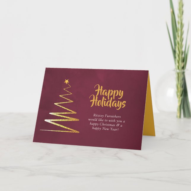 Carte Bourgogne et Or Corporate Tendance pour les Fêtes  (Devant)