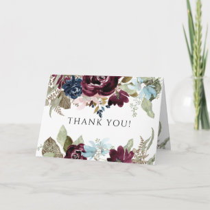 Carte Bourgogne Floral Elegant Navy Merci photo