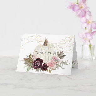 Carte Bourgogne rose Floral Citrouille Gold Star Merci