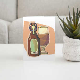 Carte Bouteille de bière artisanale et verre Brasserie r