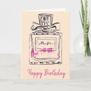 Carte Bouteille de parfum mode aquarelle anniversaire
