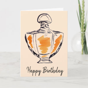 Carte Bouteille de parfum mode aquarelle anniversaire