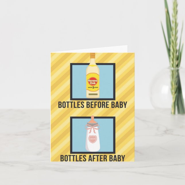 Carte Bouteilles avant et après Drôle Salutation Baby sh (Devant)