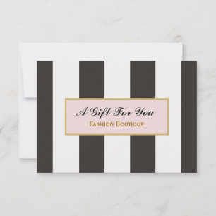 Carte Boutique Grille en noir et blanc Certificat cadeau