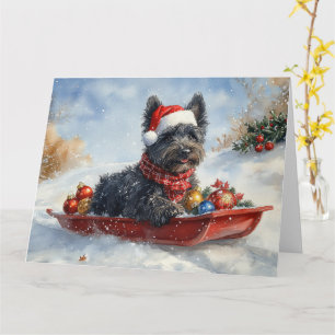 Carte Bouviers Des Flandres Chien en Luge Noël