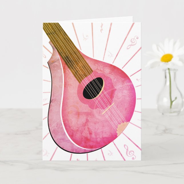 Carte Bouzouki rose instrument de musique (Petite plante)