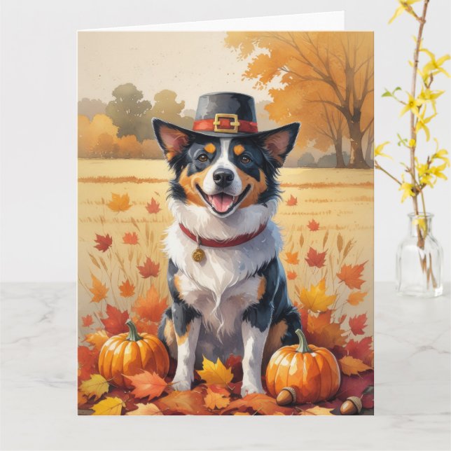 Carte Bovins australiens à l'automne Feuilles Thanksgivi (Fleur jaune)