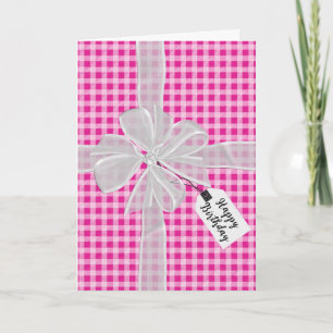 Carte Bow Anniversaire Sur En vichy Rose