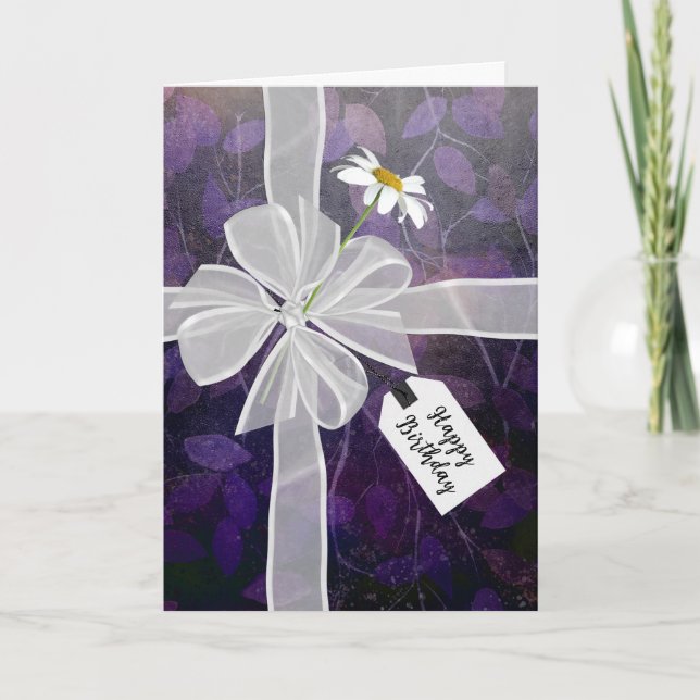 Carte Bow d'anniversaire avec marguerite (Devant)