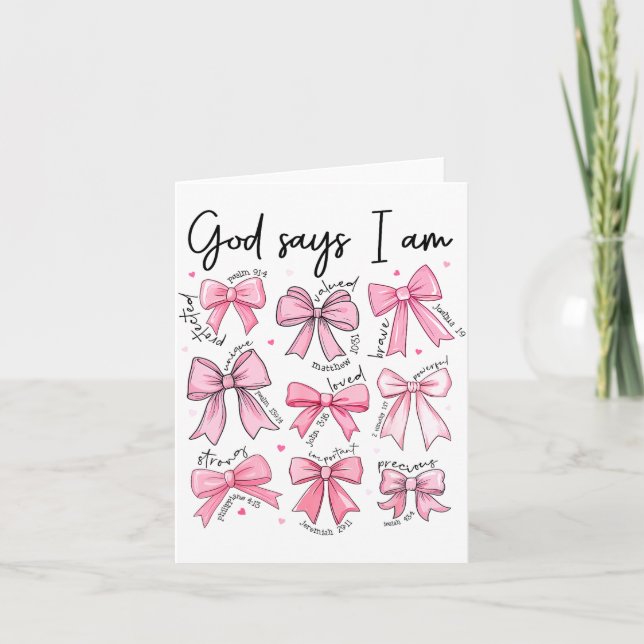 Carte Bow God Say I Am Christian Girl Teen Women Bible V (Devant)