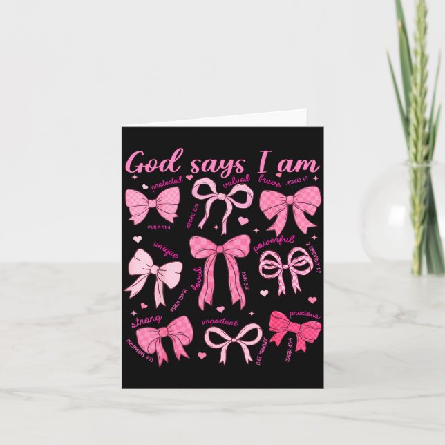 Carte Bow God Say I Am Christian Girl Teen Women Bible V (Devant)