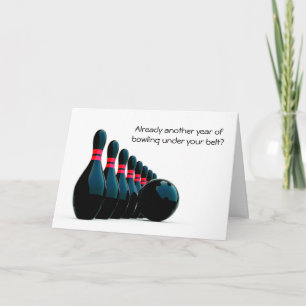 Carte Bowler Bowling Birthday Grey Card