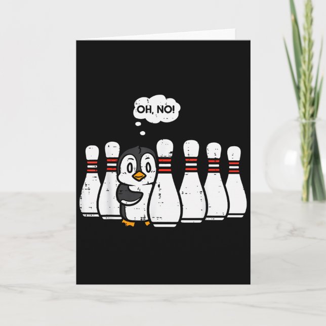 Carte Bowling de pingouin Ns Oh Non Drôle de joueur de q (Devant)