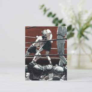 Carte Boxe sportive vintage, des boxeurs s'affrontent su