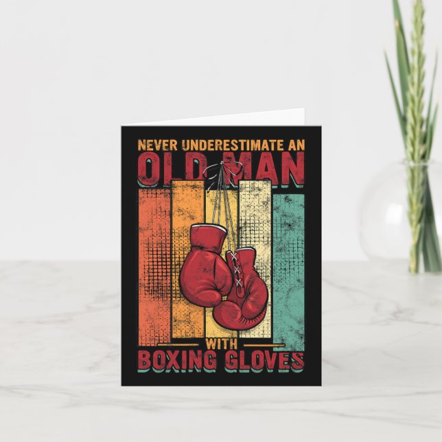 Carte Boxe Vieux Homme - Vintage (Devant)