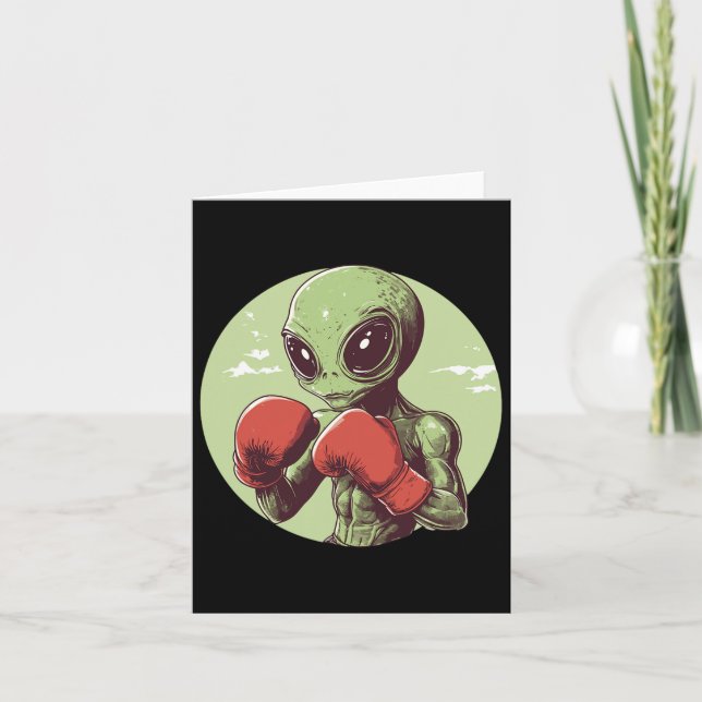 Carte Boxer Alien Prêt À Combattre En Gants (Devant)