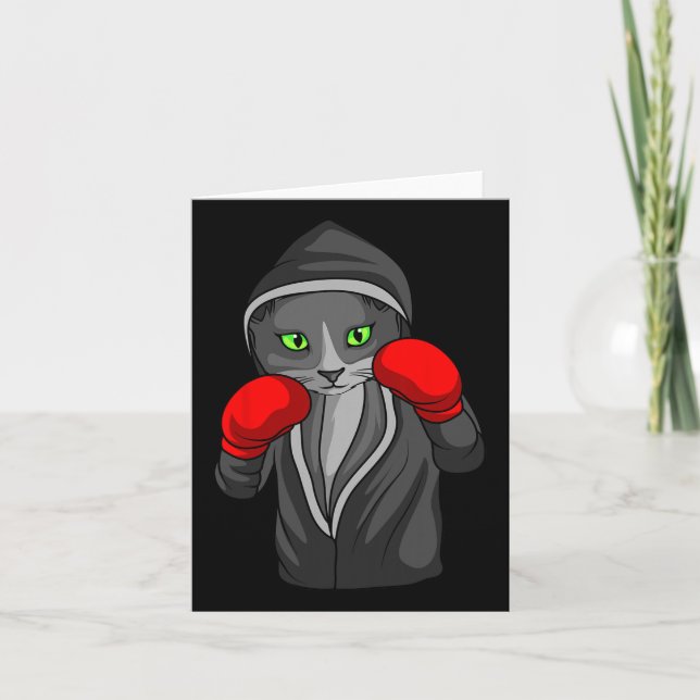 Carte Boxer Chat Entraîneur Sport de Combat Étudiant (Devant)