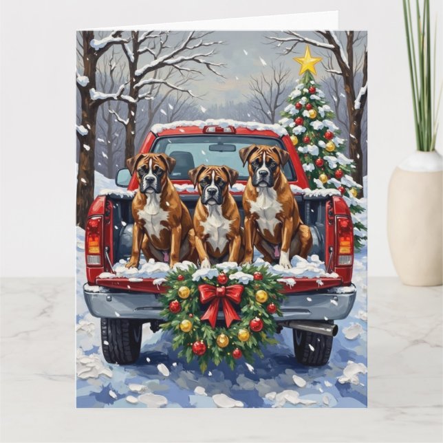 Carte Boxer Christmas Red Truck Holiday (Devant)