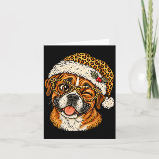 Carte Boxer de Noël drôle avec un chapeau de Père Noël l