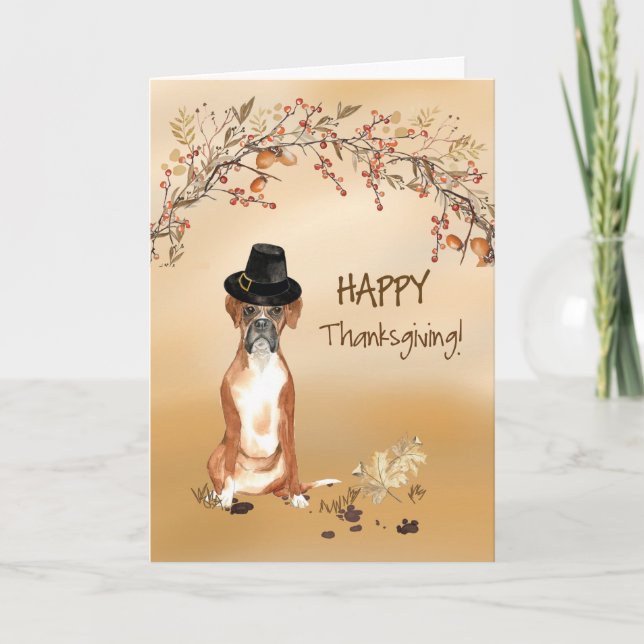 Carte Boxer Drôle Pèlerin Casquette Thanksgiving (Devant)